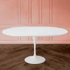 Tulip Table Saarinen H 73 Extendable in White Liquid Laminate Made in Italy - Scarlet Viadurini