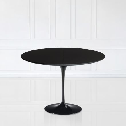 Tulip Table Saarinen H 73 Extendable in Black Liquid Laminate Made in Italy - Scarlet Viadurini