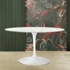 Tulip Table Saarinen H 73 with Oval Top in Carrara Marble Made in Italy - Scarlet Viadurini