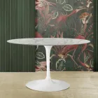 Tulip Table Saarinen H 73 Oval in Carrara Marble Statuarietto Made in Italy - Scarlet Viadurini