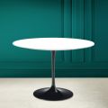 Tulip Table Saarinen H 73 Round in Ceramic Absolute White Made in Italy - Scarlet