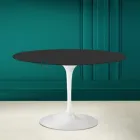 Tulip Table Saarinen H 73 Round in Black Ceramic Soft Made in Italy - Scarlet Viadurini