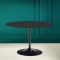 Tulip Table Saarinen H 73 Round in Black Ceramic Soft Made in Italy - Scarlet