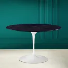 Tulip Table Saarinen H 73 Round Ceramic Noir Laurent Made in Italy - Scarlet Viadurini