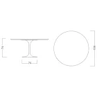 Tulip Table Saarinen H 73 Round Ceramic Noir Laurent Made in Italy - Scarlet Viadurini