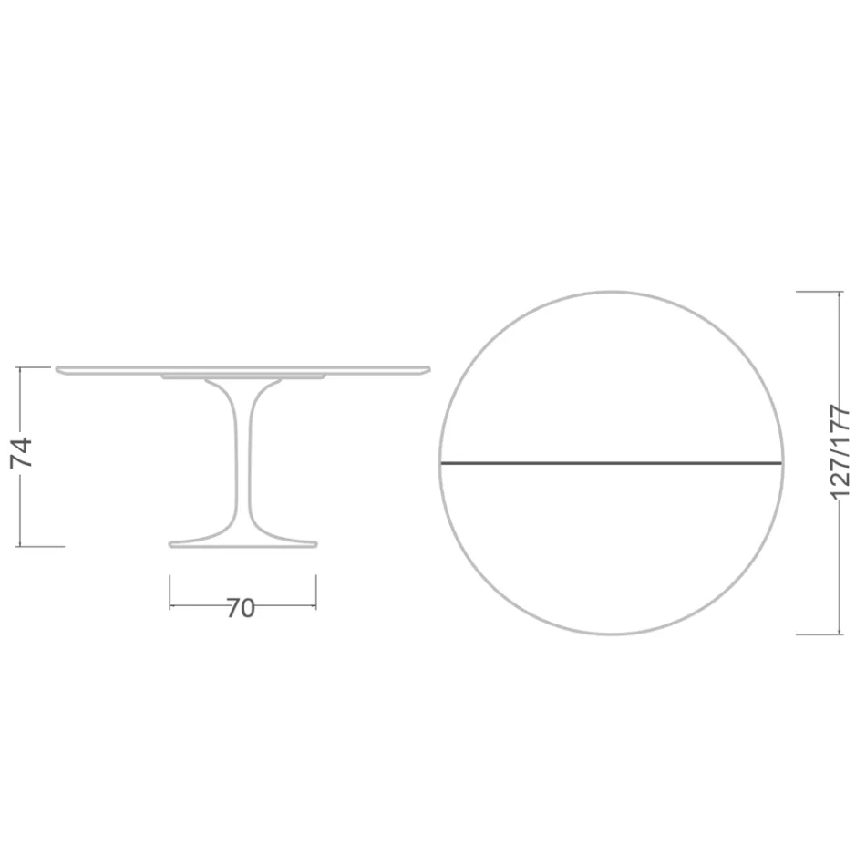 Tulip Table Saarinen H 74 Extendable in White Liquid Laminate Made in Italy - Scarlet Viadurini