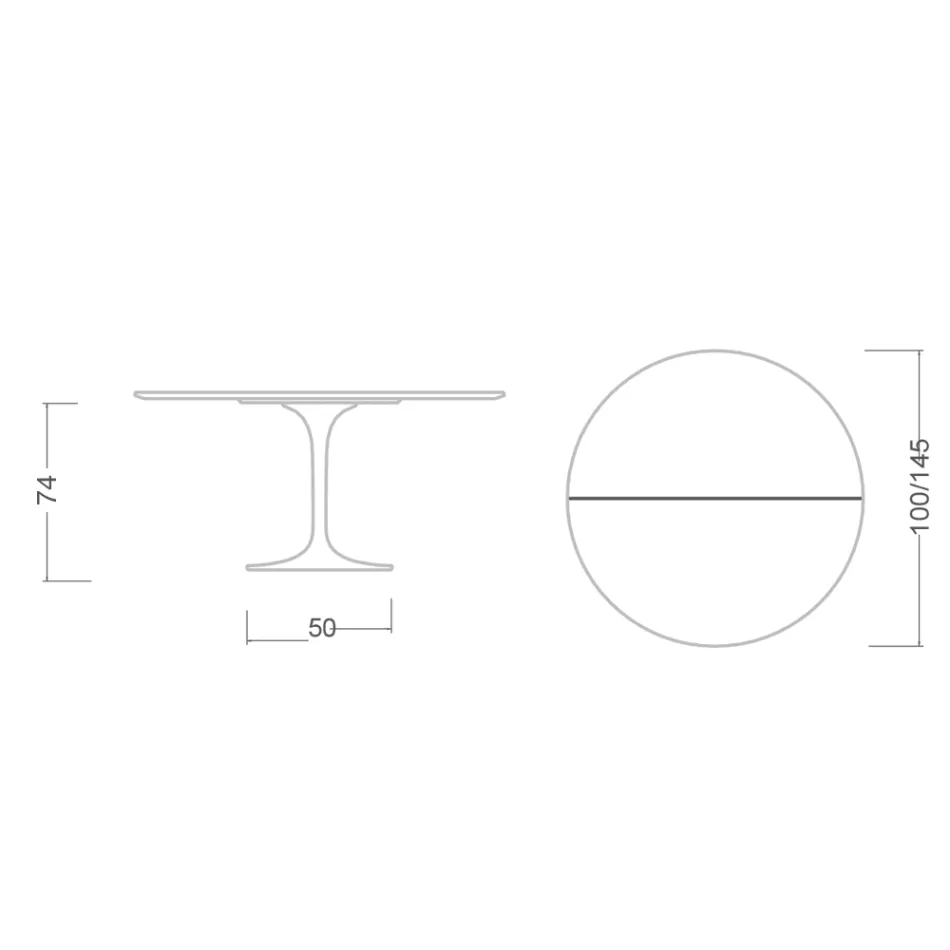 Tulip Table Saarinen H 74 Extendable in White Liquid Laminate Made in Italy - Scarlet Viadurini
