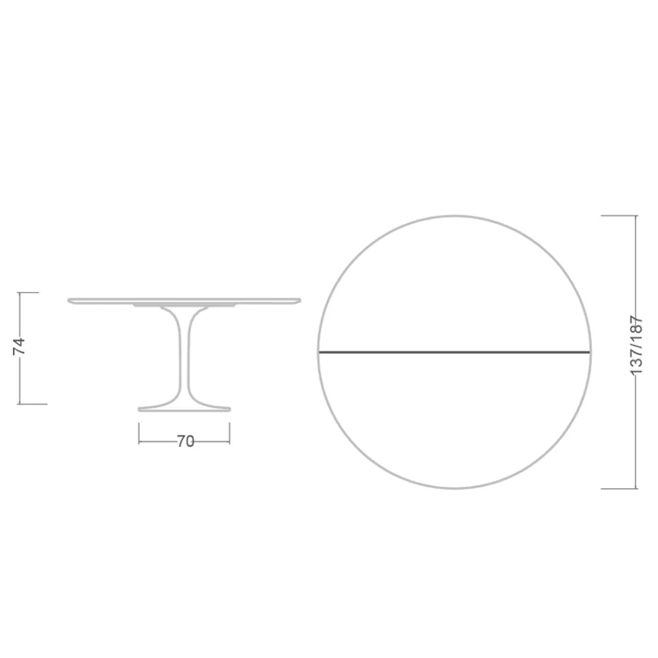Saarinen Tulip Table H 74 Extendable in Black Liquid Laminate Made in Italy - Scarlet Viadurini