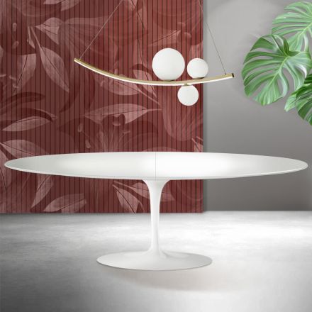 Saarinen Tulip Table H 74 cm Extendable in White Florim Ceramic - Scarlet Viadurini
