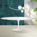 Saarinen Tulip Table H 74 cm Extendable in Florim Ceramic Gloss White - Scarlet