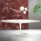 Saarinen Tulip Table H 74 cm Extendable in Florim Calacatta Gold Matt Ceramic - Scarlet Viadurini