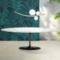 Saarinen Tulip Table H 74 cm Extendable in Florim Statuario Glossy Ceramic - Scarlet