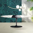 Saarinen Tulip Table H 74 cm Extendable in Florim Statuario Glossy Ceramic - Scarlet Viadurini