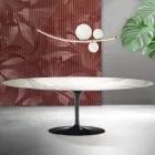 Saarinen Tulip Table H 74 cm Extendable in Florim Statuario Matte Ceramic - Scarlet Viadurini