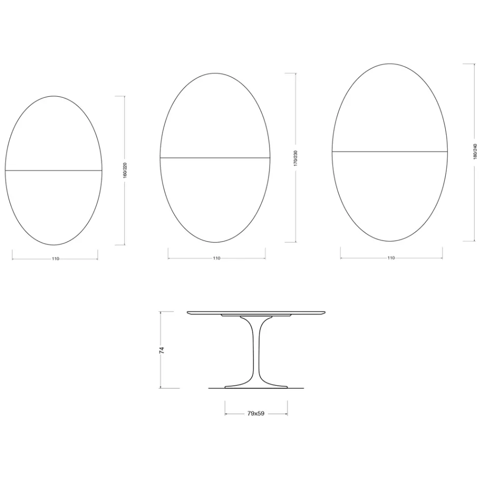Saarinen Tulip Table H 74 cm Extendable in Florim Statuario Matte Ceramic - Scarlet Viadurini