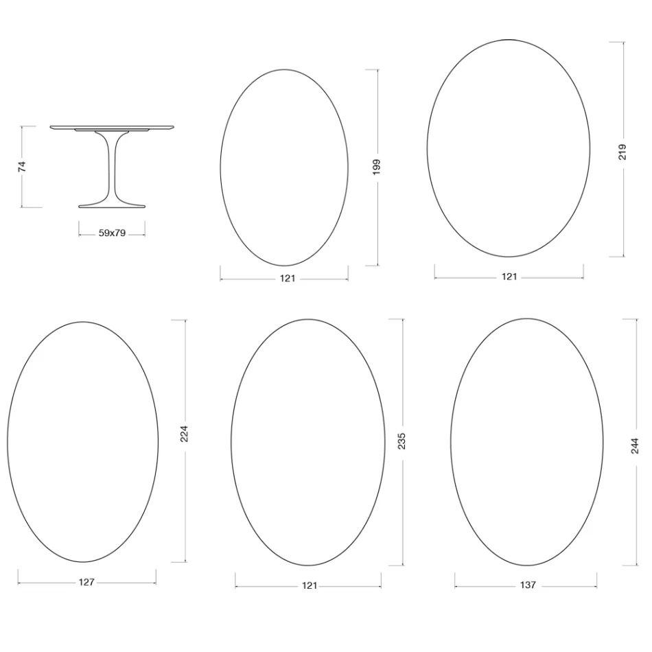 Saarinen Tulip Table H 74 cm in White Florim Ceramic - Scarlet Viadurini