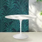 Tulip Saarinen table H 74 cm in Florim Statuario Lucido ceramic - Scarlet Viadurini