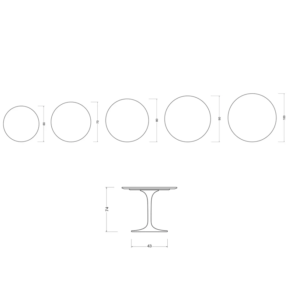 Tulip Saarinen table H 74 cm in matt Florim Statuario ceramic - Scarlet Viadurini