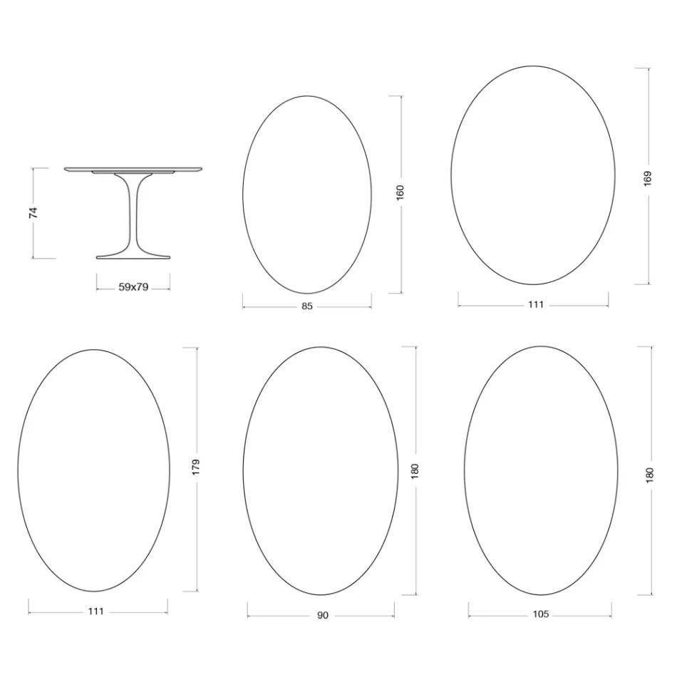 Saarinen Tulip Table H 74 cm in Matt Florim Statuario Ceramica - Scarlet Viadurini