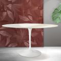 Saarinen Tulip Table H 74 cm Round in Florim Calacatta Gold Matt Ceramic - Scarlet