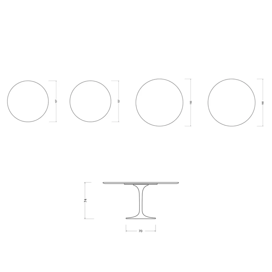 Saarinen Tulip Table H 74 cm Round in Glossy Statuario Florim Ceramic - Scarlet Viadurini
