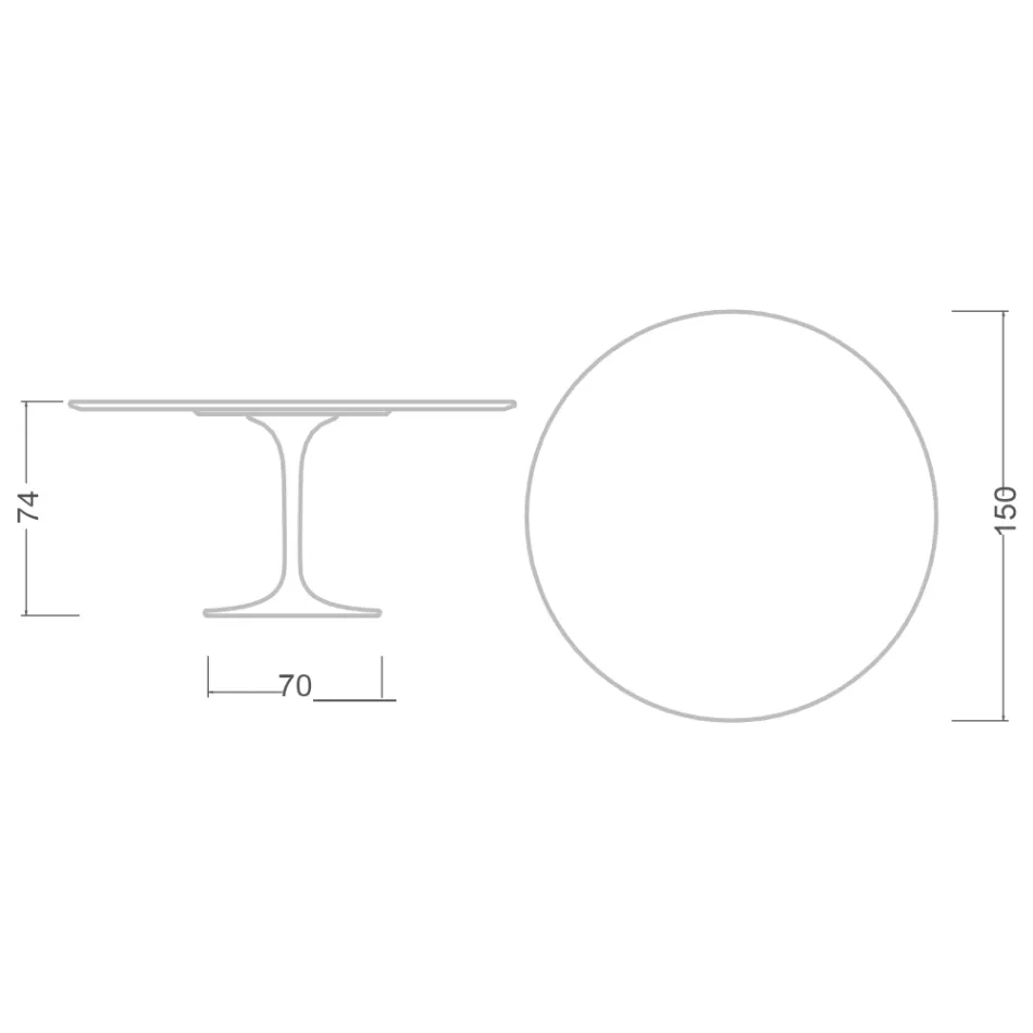 Tulip Table Saarinen H 74 with Round Top in Black Marquinia Marble Made in Italy - Scarlet Viadurini