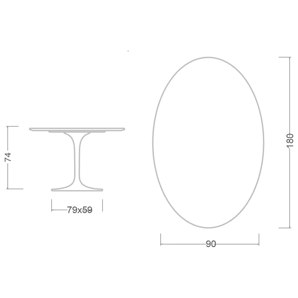 Tulip Table Saarinen H 74 Oval in Carrara Marble Statuarietto Made in Italy - Scarlet Viadurini