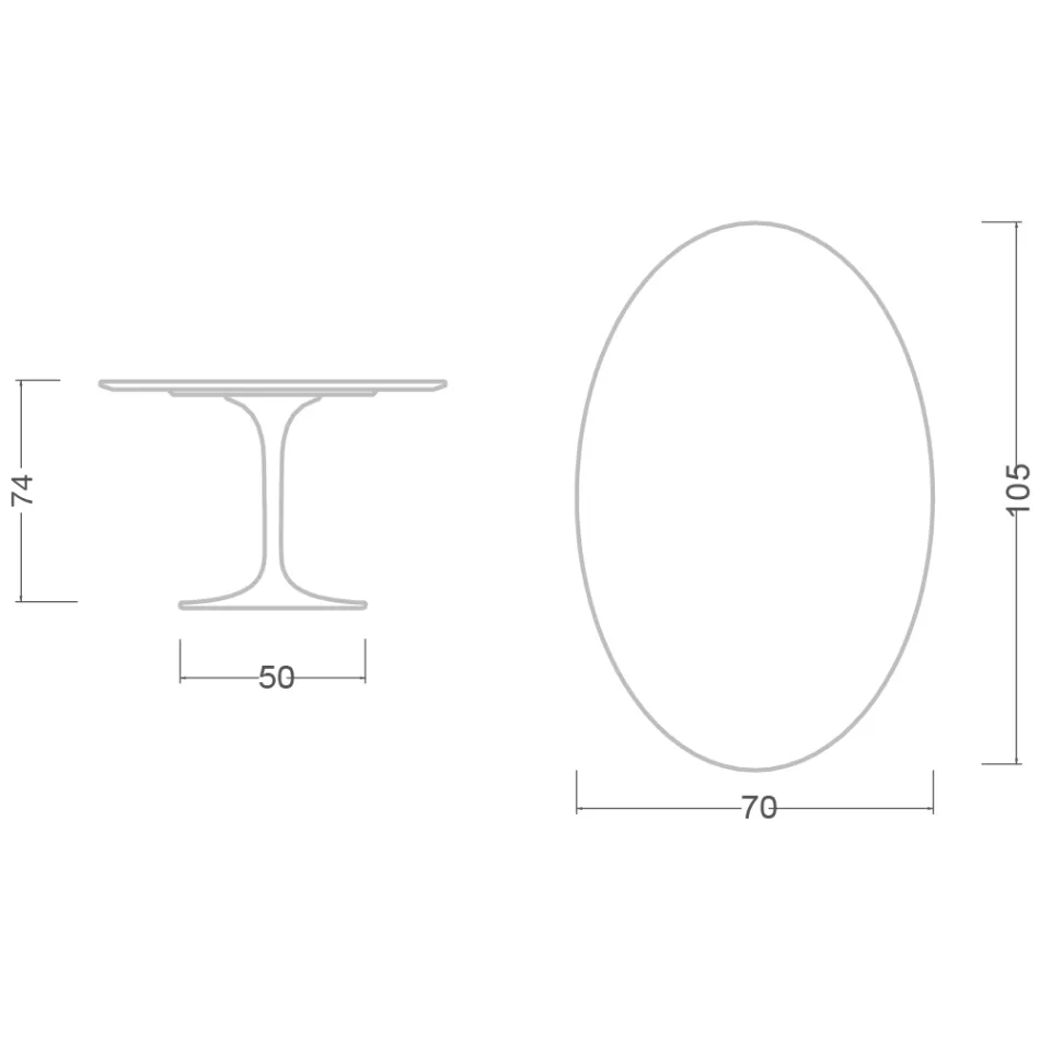Tulip Table Saarinen H 74 Oval in Carrara Marble Statuarietto Made in Italy - Scarlet Viadurini