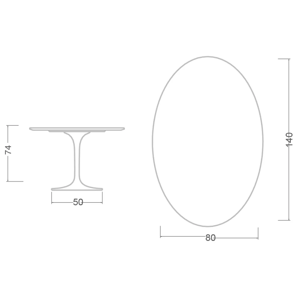 Tulip Table Saarinen H 74 Oval in Carrara Marble Statuarietto Made in Italy - Scarlet Viadurini