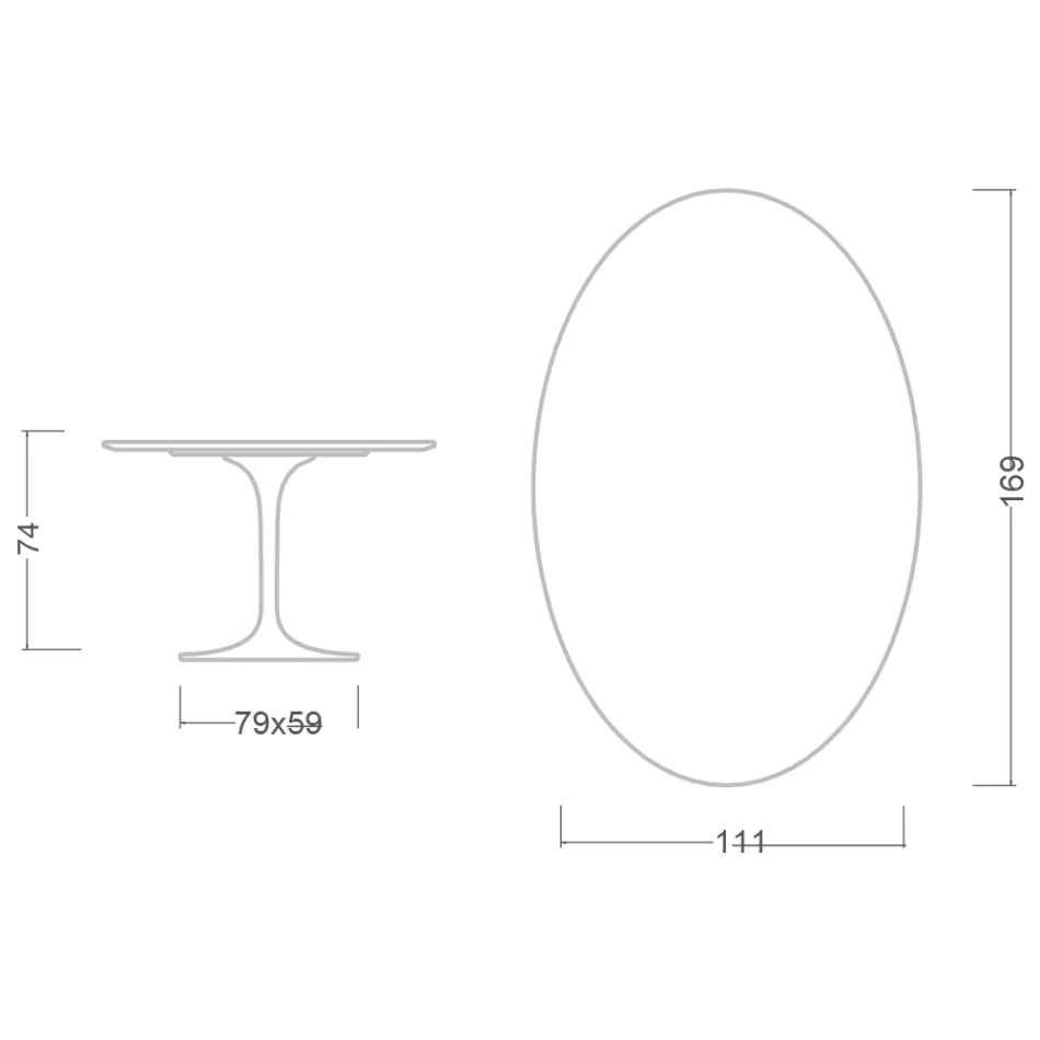 Tulip Table Saarinen H 74 Oval in Carrara Marble Statuarietto Made in Italy - Scarlet Viadurini