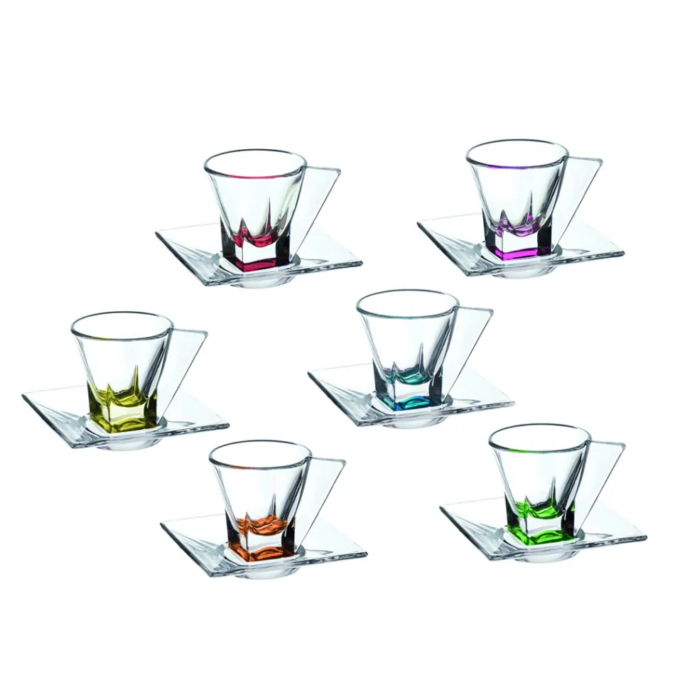 Transparent or Colored Crystal Ecological Coffee Cups 12 Pieces - Amalgam Viadurini