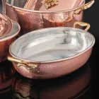 Hand Tinned Copper Oval Design Pan with Lid 27x20 cm - Mariachiara Viadurini