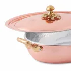 Hand Tinned Copper Oval Design Pan with Lid 31x22 cm - Mariachiara Viadurini