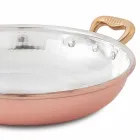 Round Hand Tinned Copper Pan 2 Handles and Lid 32 cm - Giangiorgio Viadurini