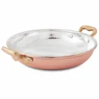 Round Hand Tinned Copper Pan 2 Handles and Lid 36 cm - Giangiorgio Viadurini