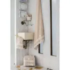 Italian Luxury Cotton Terry Bath Towel with Tassel Lace - Arafico Viadurini