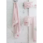 Heavy Linen Bath Towel with Italian Quality Poema Lace 2 Colors - Castle Viadurini