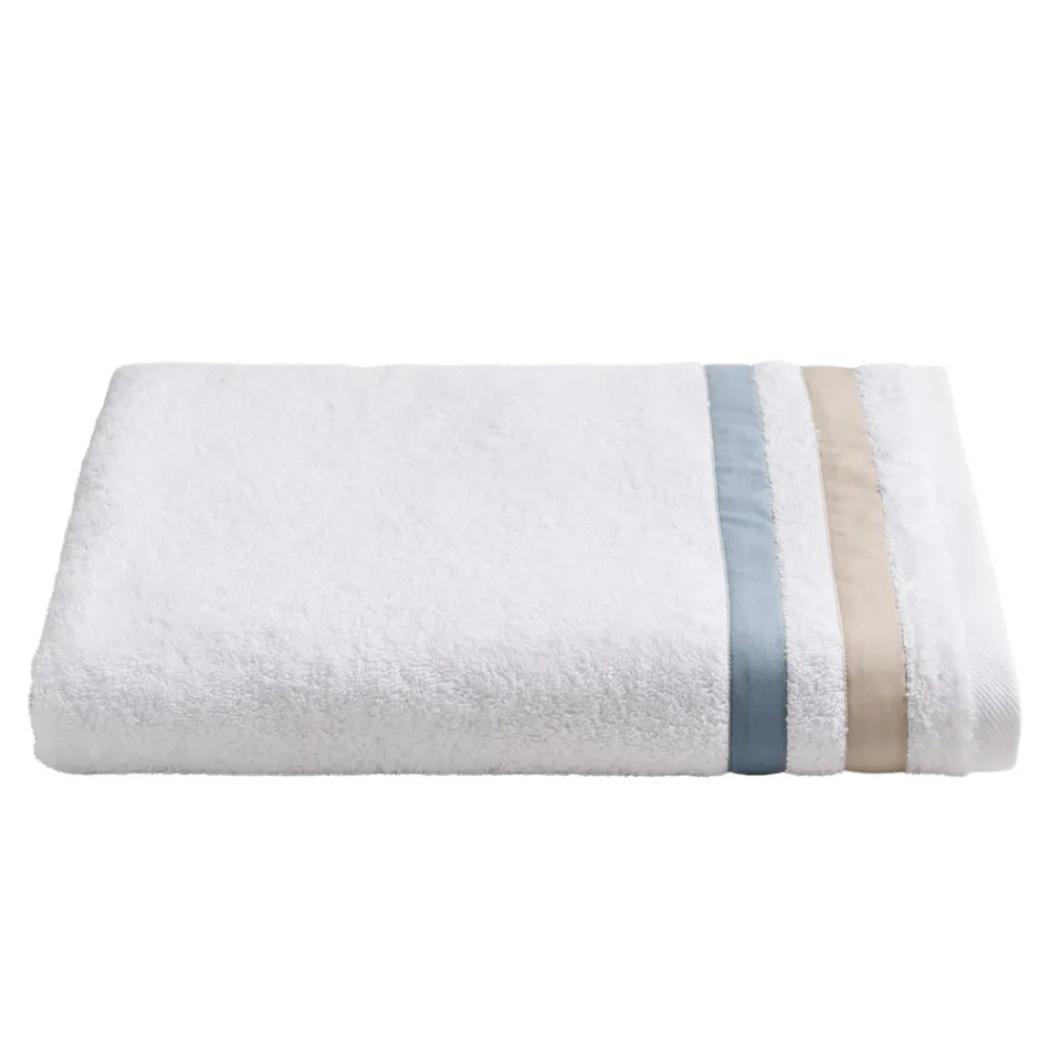 Cotton Terry Shower Towel with Double Ruffle in Cotton Percale - Serenity Viadurini