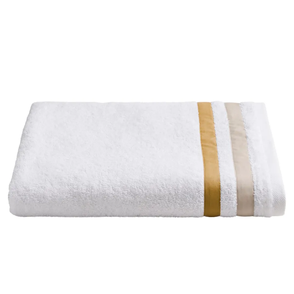 Cotton Terry Shower Towel with Double Ruffle in Cotton Percale - Serenity Viadurini