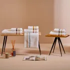 Cotton Terry Shower Towel with Double Ruffle in Cotton Percale - Serenity Viadurini