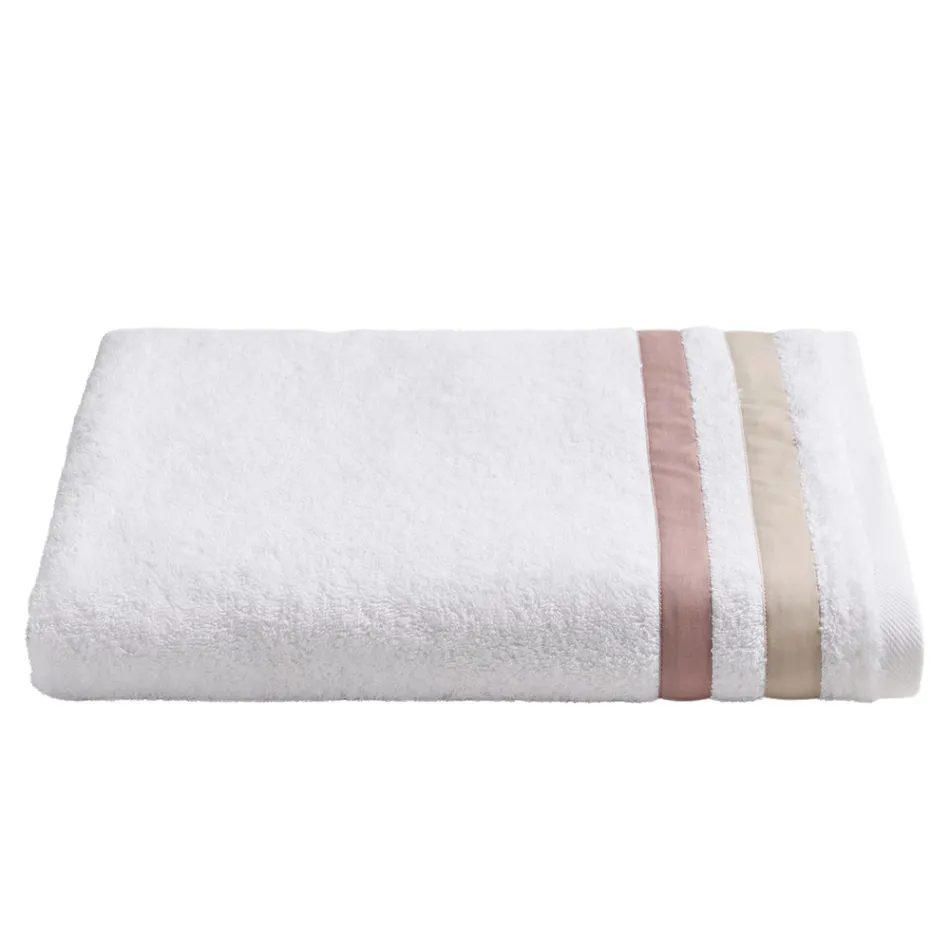 Cotton Terry Shower Towel with Double Ruffle in Cotton Percale - Serenity Viadurini