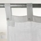 White and Light Linen Curtain with Elegant Central Lace Design - Geogeo Viadurini