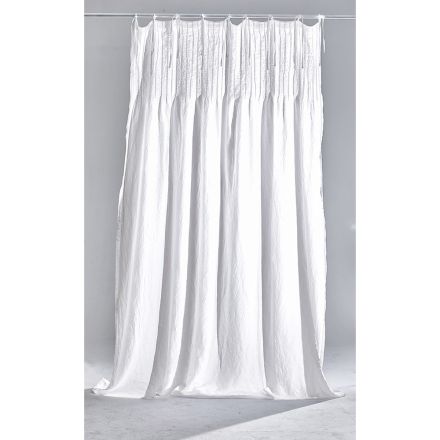 Lightweight White Linen Curtain with Italian Quality Design Ribs - Tafta Viadurini