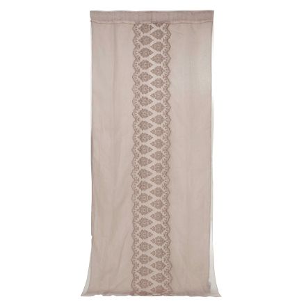 Light Linen Curtain with Organza and Gothic Embroidery in the Luxury Center - Marinella Viadurini