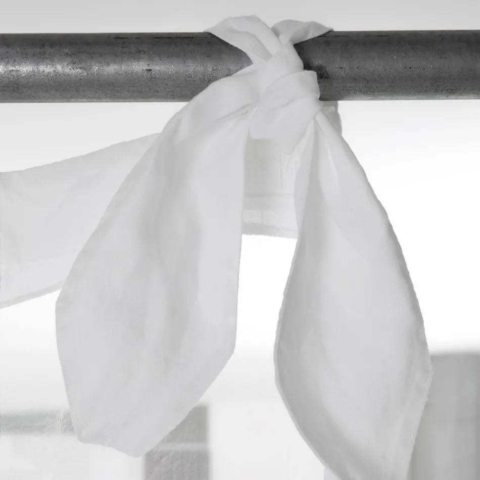 White Linen and Organza Curtain with Elegant Italian Design Embroidery - Oceanomare Viadurini