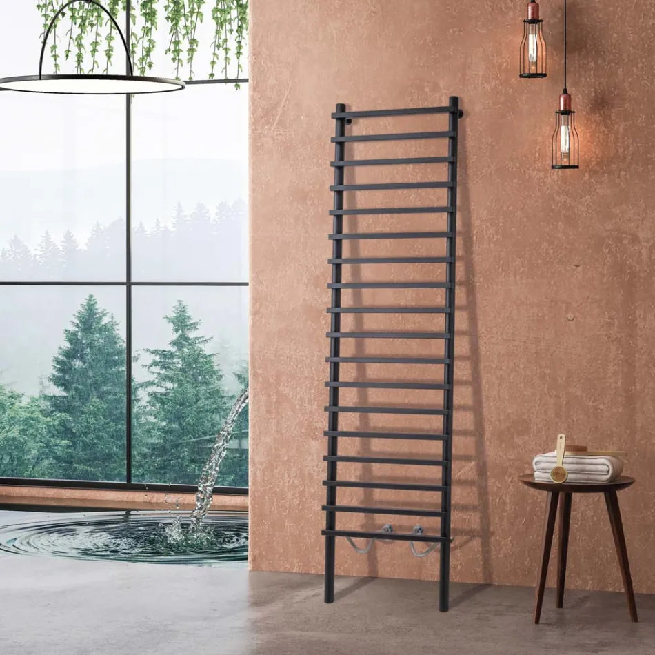 Black Carbon Steel Hydraulic Radiator Made in Italy - Raggio Viadurini