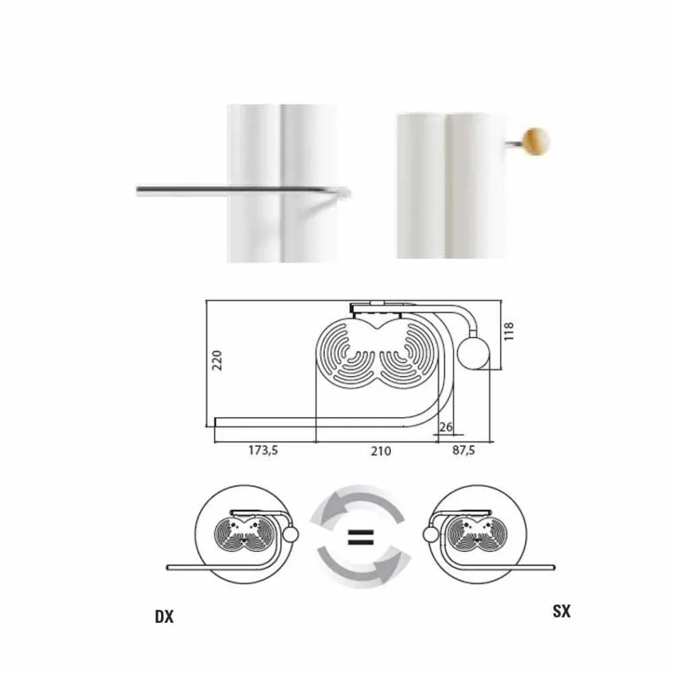 Vertical Design Bathroom Radiator Electric Floor 450 Watt - Ottolungo Viadurini