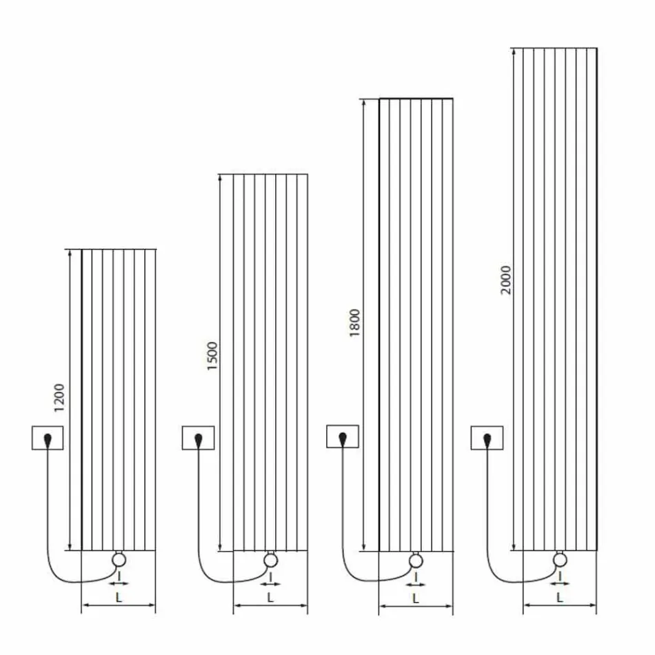 Electric Wall Radiator Design in Modern Aluminum 1000 W - 100 Lines Viadurini