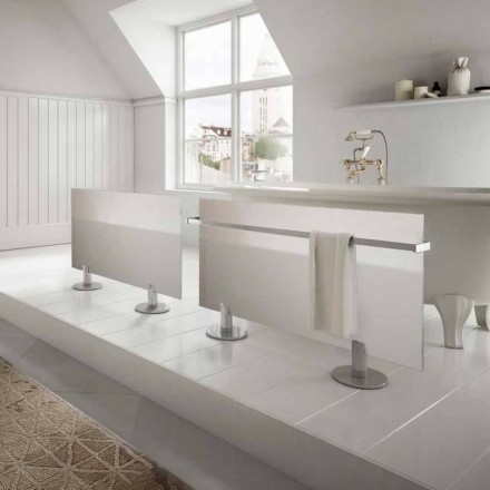 Modern design floor-mounted electric radiator in white Star glass Viadurini