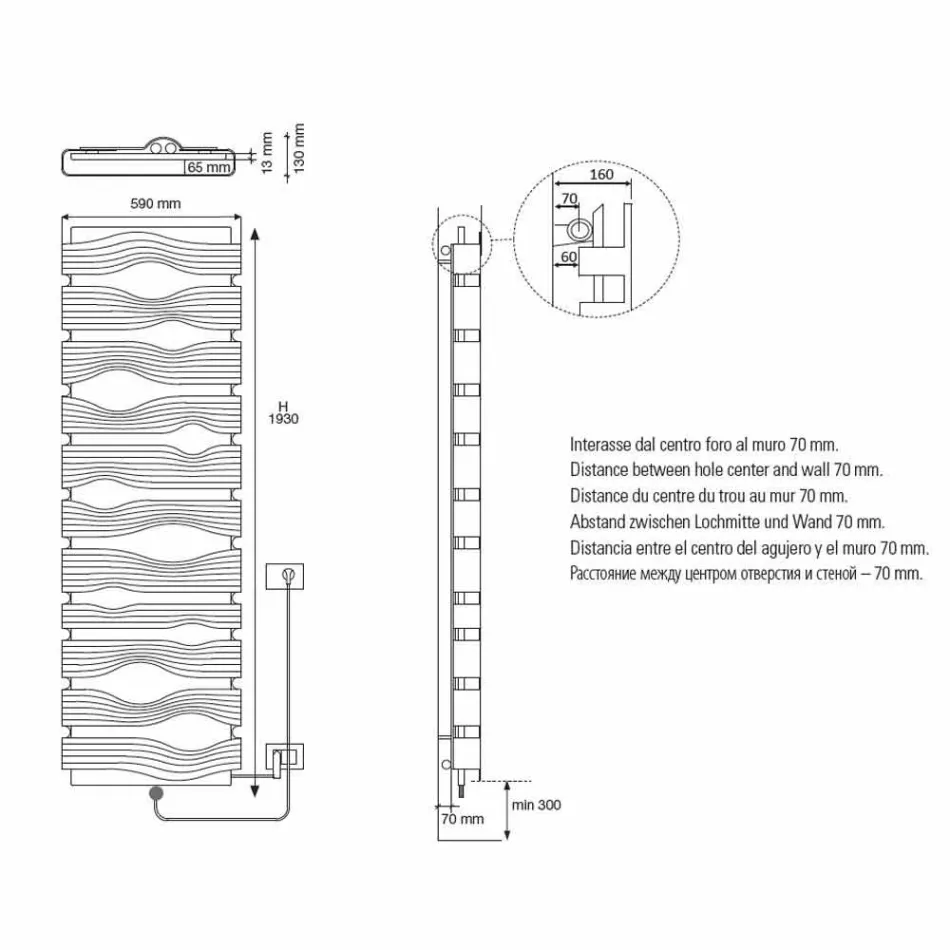 Design Electric Radiator for Living Room or Bathroom with 1000 W Led - Shine Viadurini